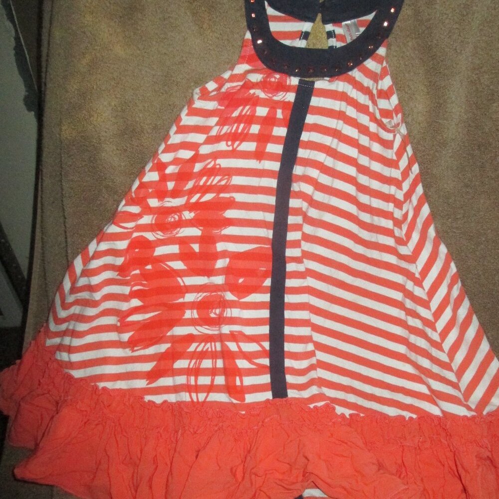 GIRLS Deux par Deux Striped Sleeveless Twirl Dress Sz 5